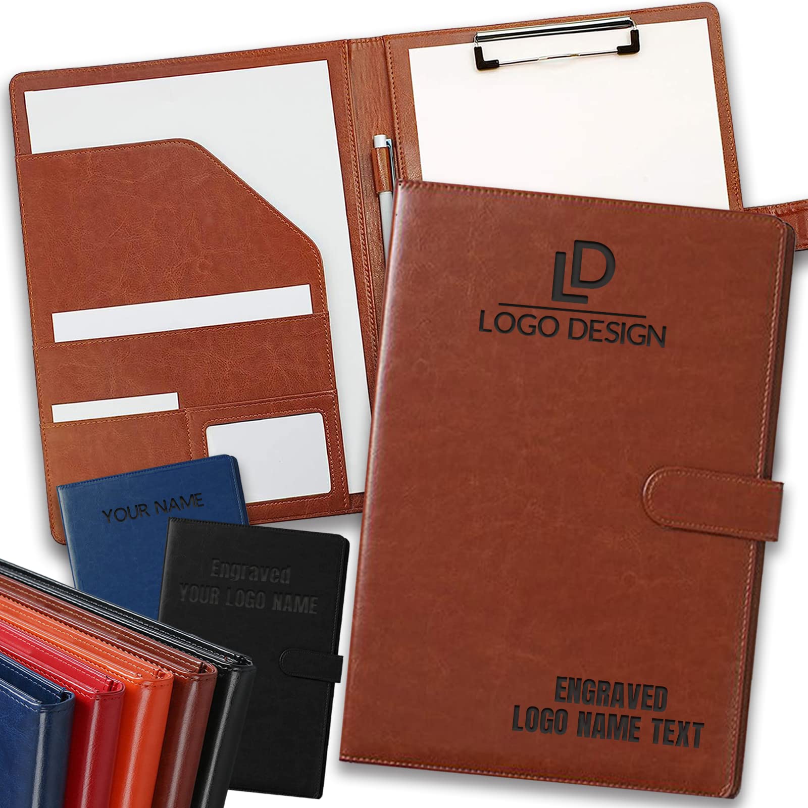 An application scenario or product detail of custom leather portfolio with logo - Image 6