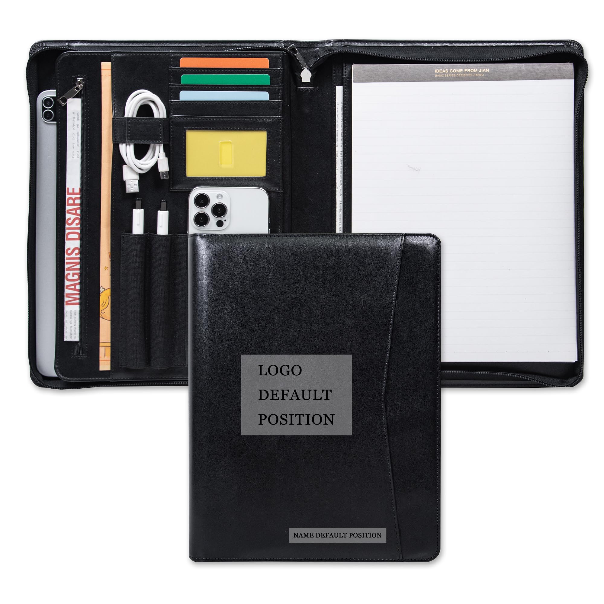 An application scenario or product detail of custom leather portfolio with logo - Image 7