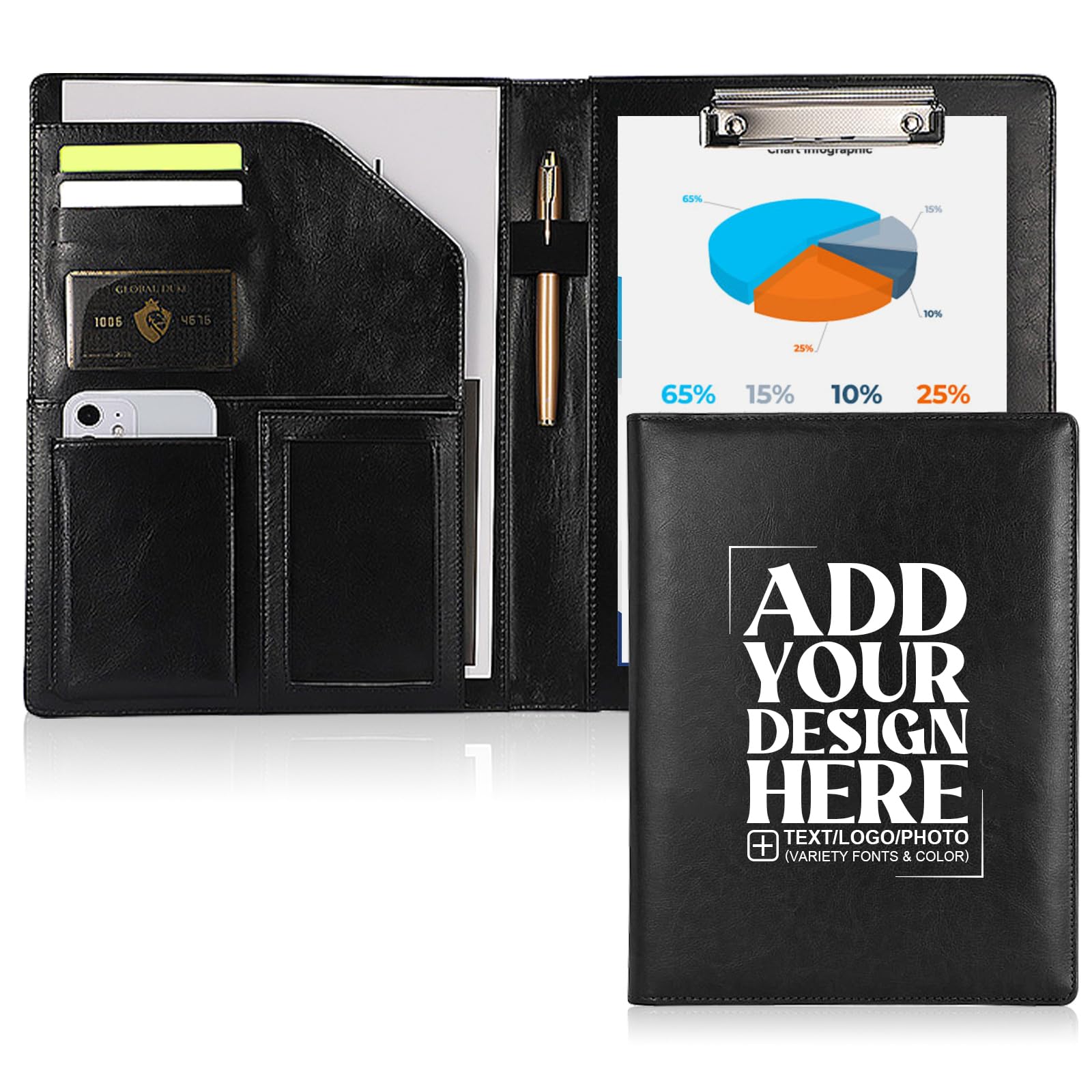 Featured image for the custom leather portfolio with logo guide
