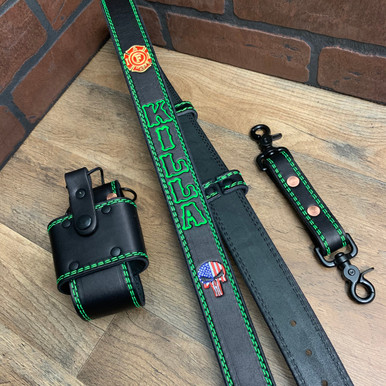 An application scenario or product detail of custom leather radio strap firefighter - Image 3