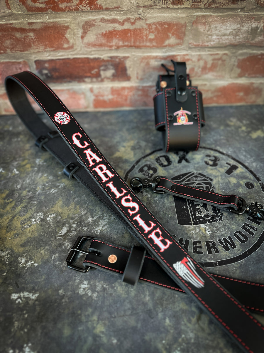 An application scenario or product detail of custom leather radio strap firefighter - Image 13