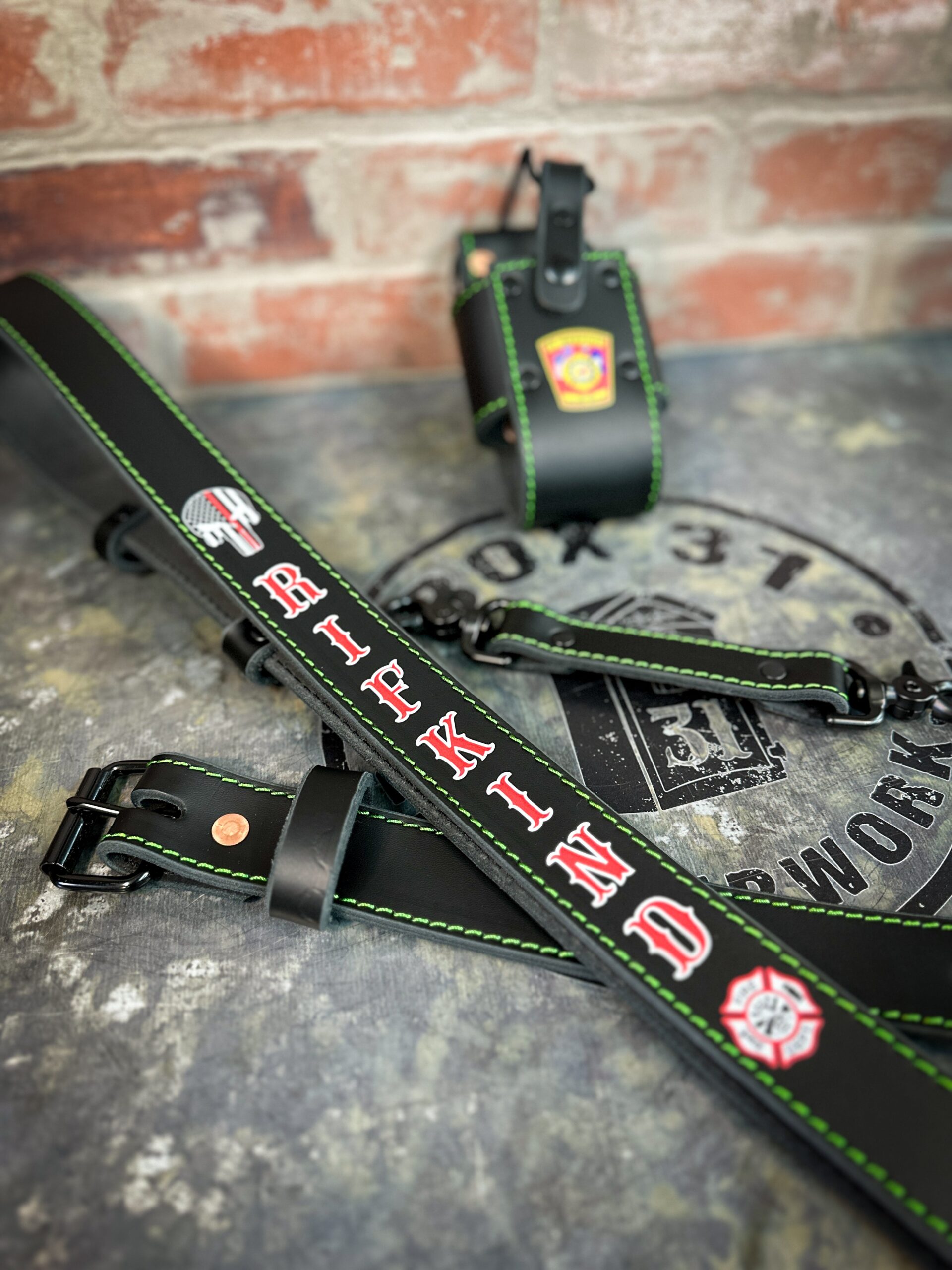 An application scenario or product detail of custom leather radio strap firefighter - Image 17