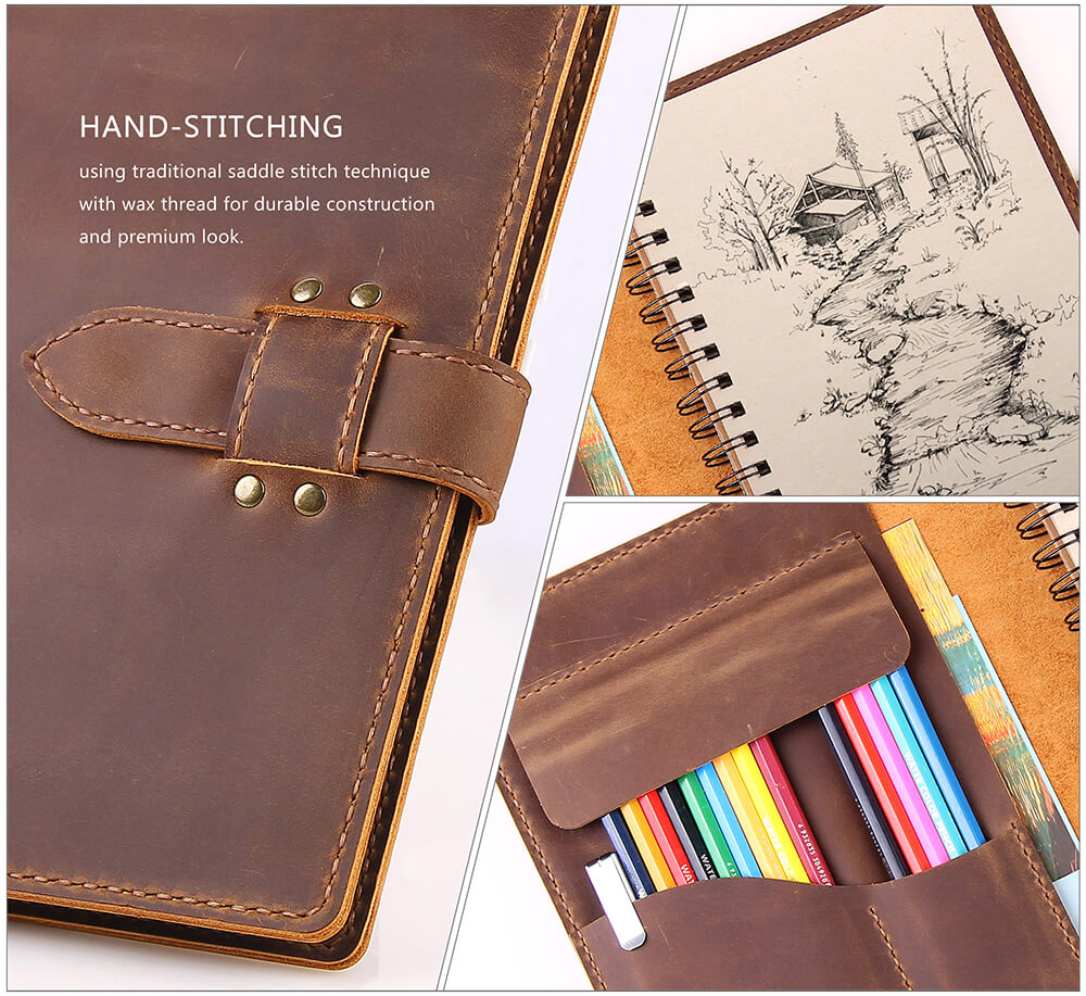 An application scenario or product detail of custom leather sketchbook - Image 14