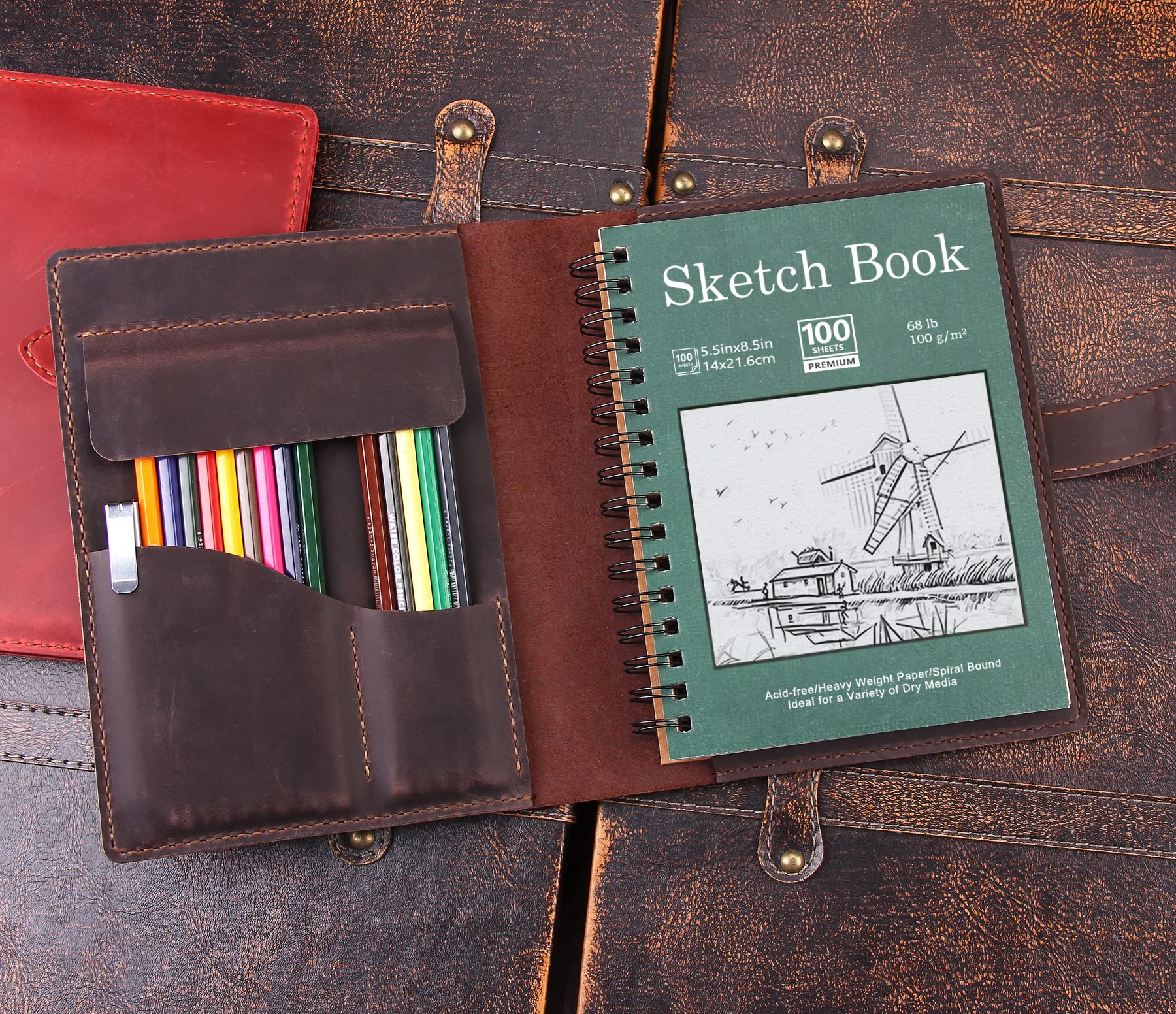 An application scenario or product detail of custom leather sketchbook - Image 16