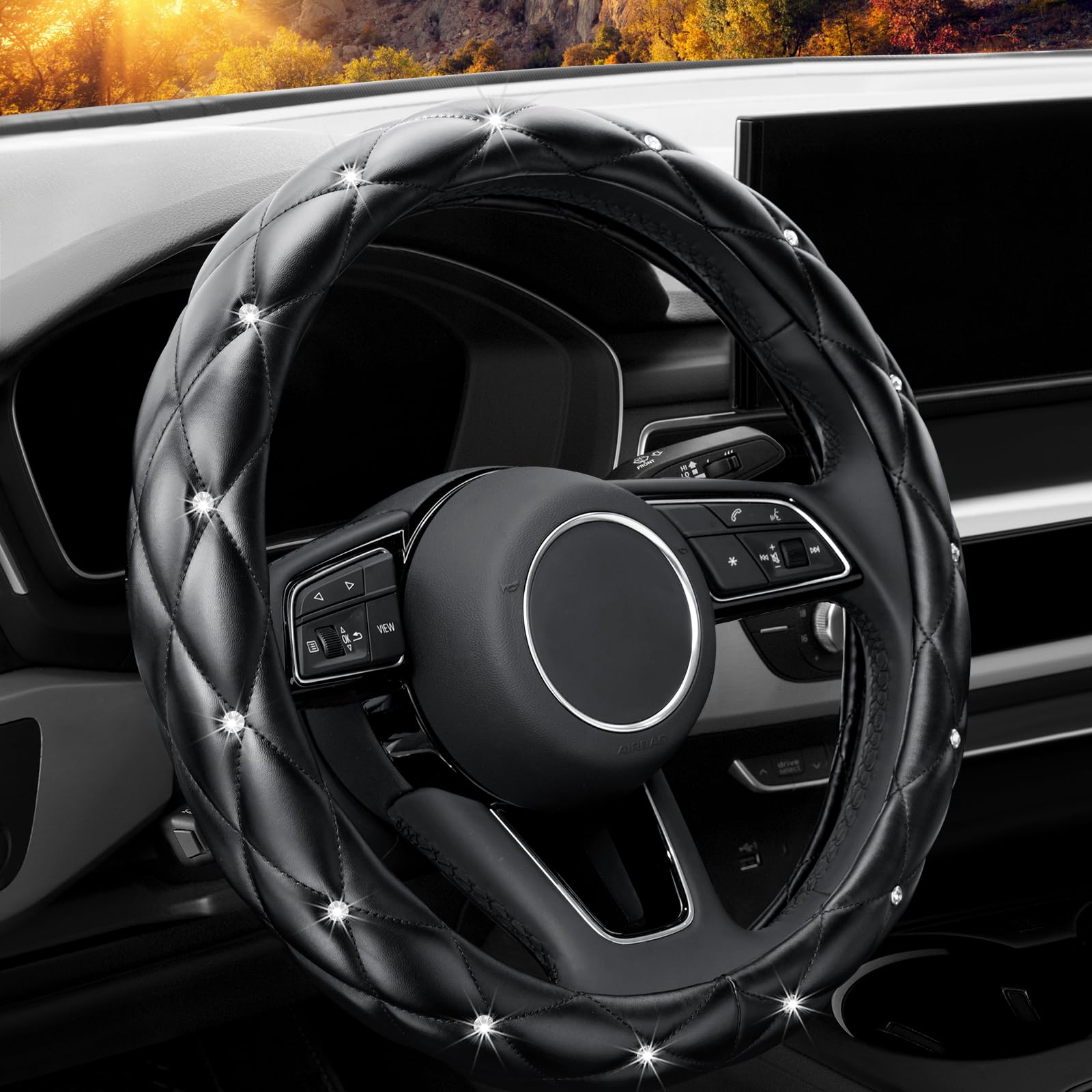 An application scenario or product detail of custom leather steering wheel covers - Image 16
