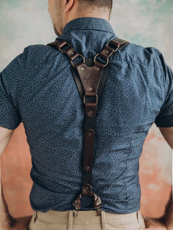 An application scenario or product detail of custom leather suspenders - Image 5