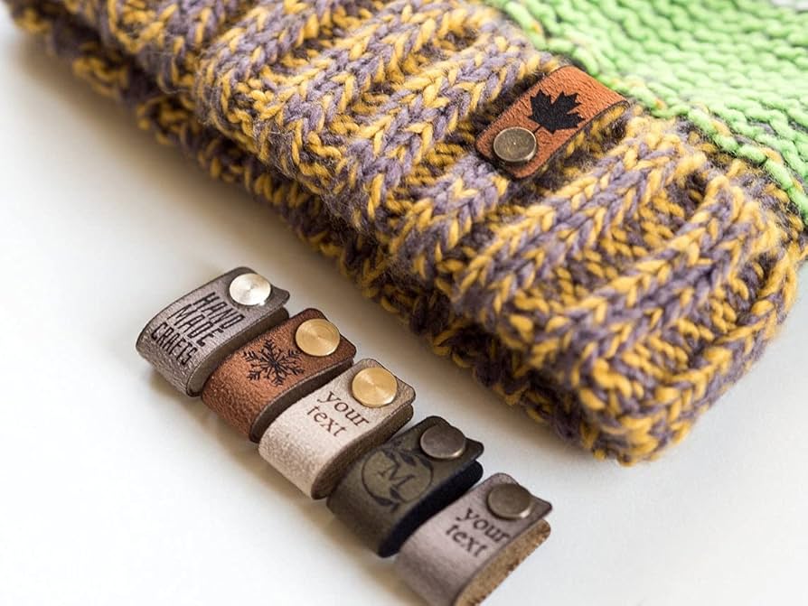 An application scenario or product detail of custom leather tags for crochet - Image 2