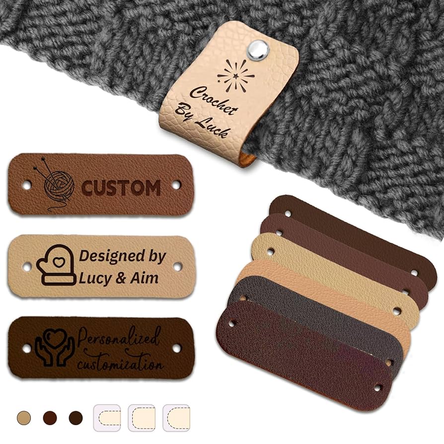An application scenario or product detail of custom leather tags for crochet - Image 4