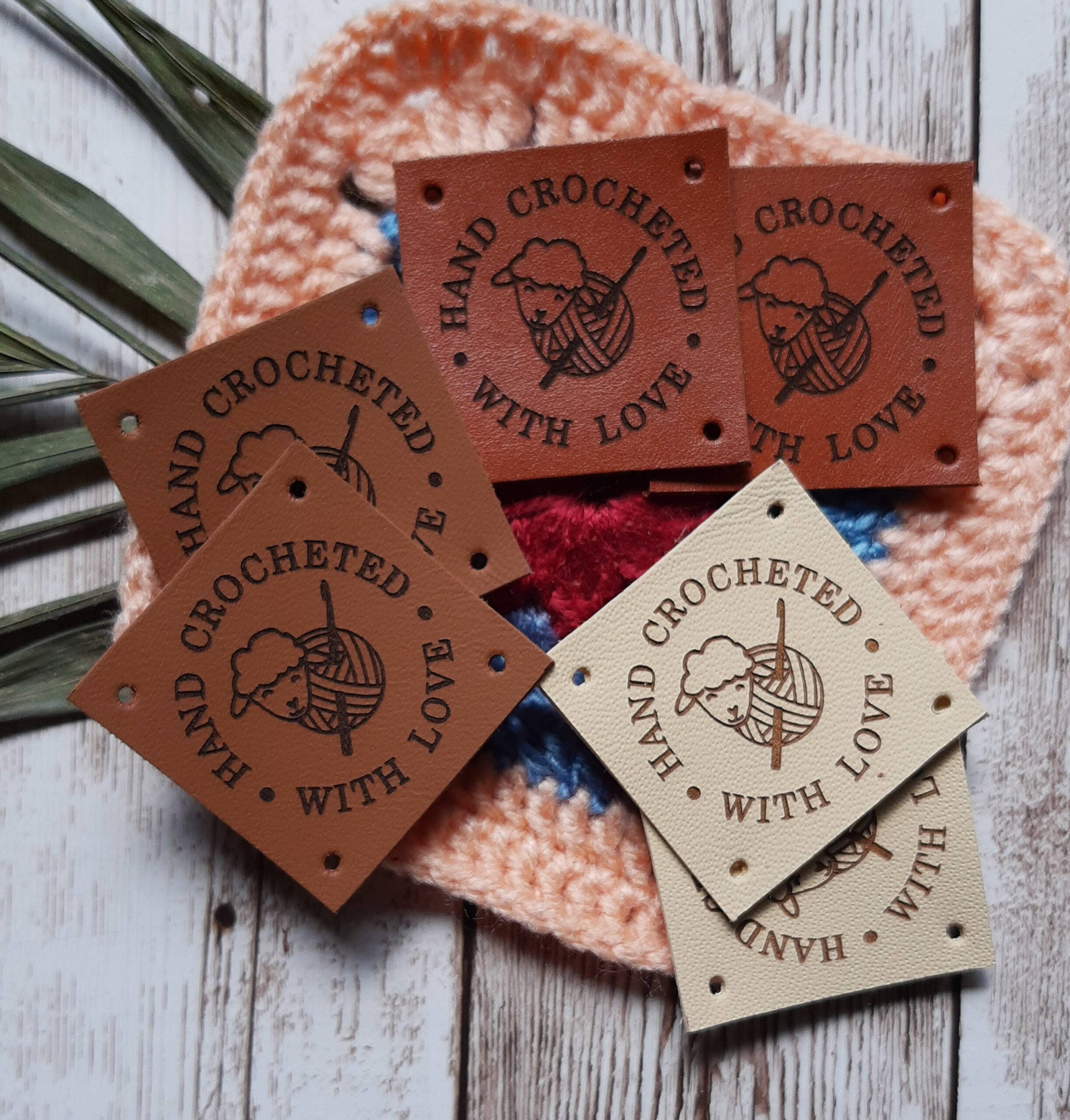 An application scenario or product detail of custom leather tags for crochet - Image 7