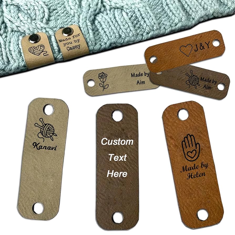 An application scenario or product detail of custom leather tags for crochet - Image 8