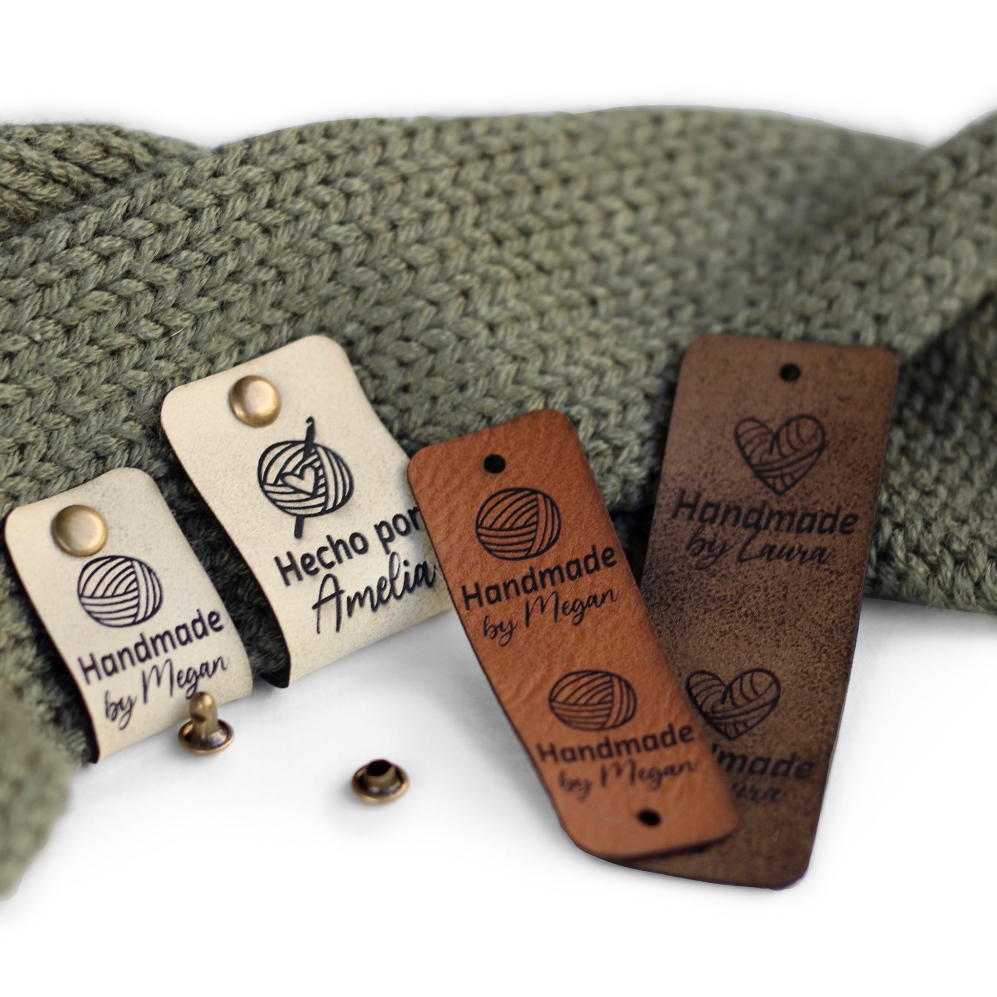 An application scenario or product detail of custom leather tags for crochet - Image 14