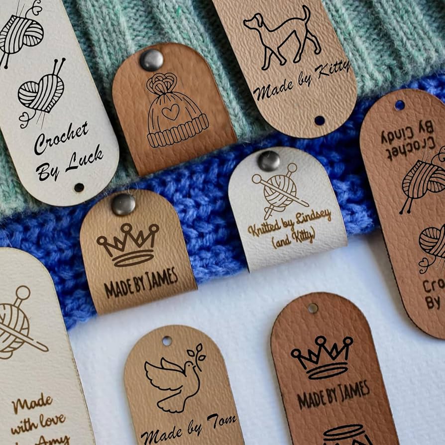 An application scenario or product detail of custom leather tags for crochet - Image 17
