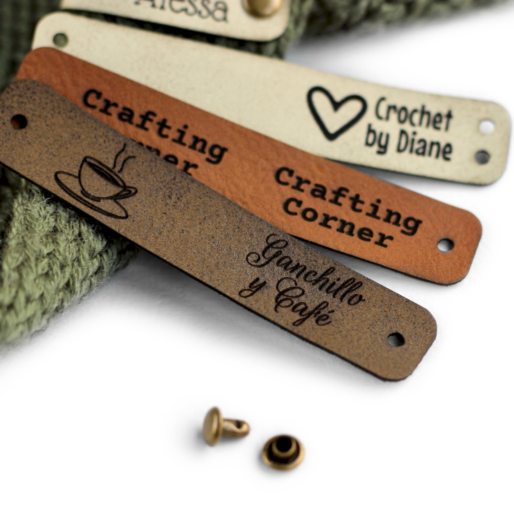 An application scenario or product detail of custom leather tags for crochet - Image 18