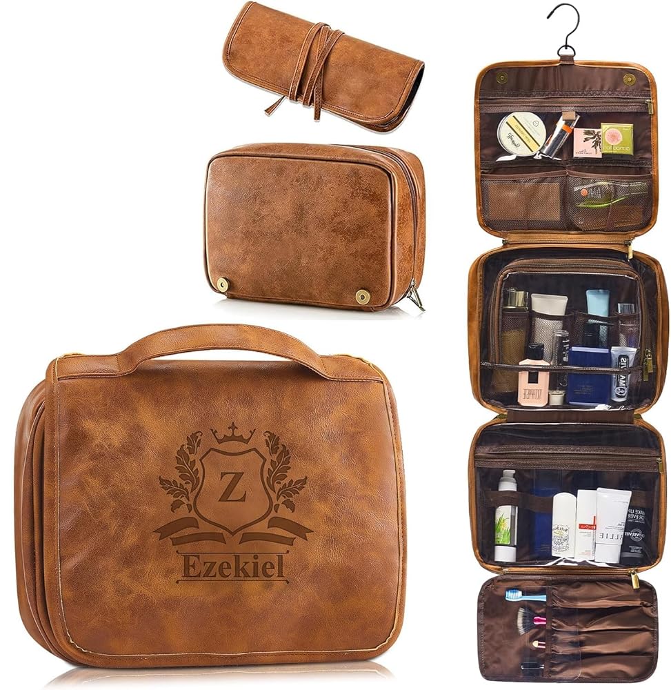 An application scenario or product detail of custom leather toiletry bag - Image 6