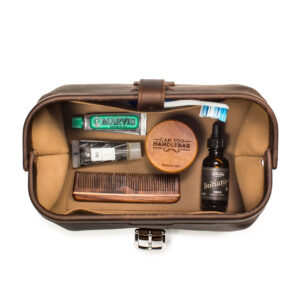 Featured image for the custom leather toiletry bag guide