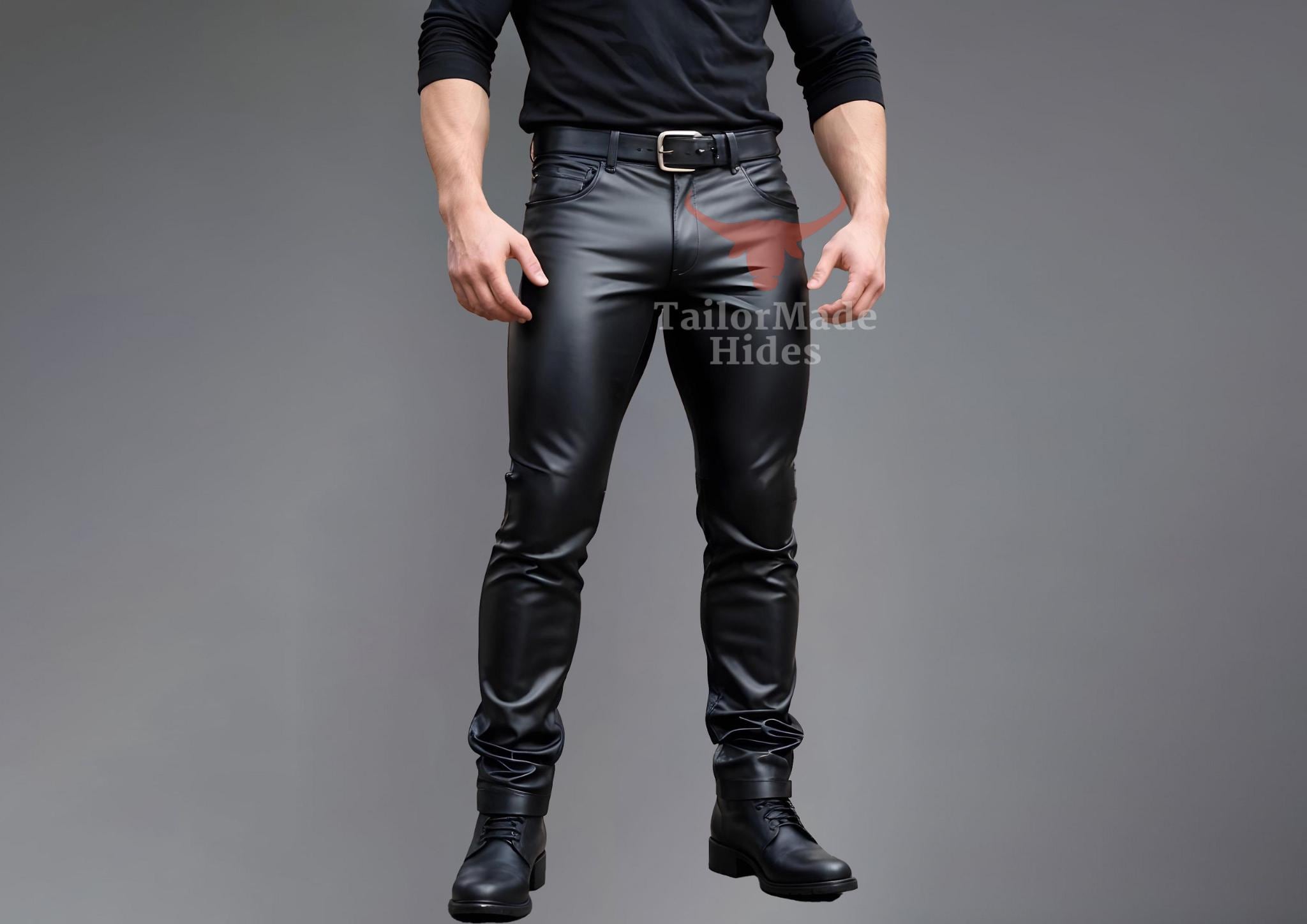 An application scenario or product detail of custom leather trousers - Image 1