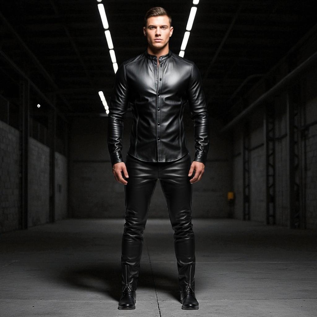An application scenario or product detail of custom leather trousers - Image 2