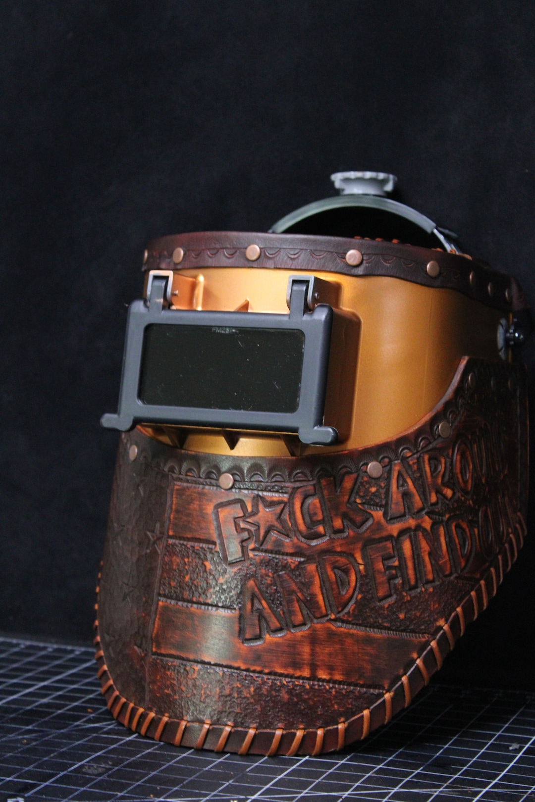 An application scenario or product detail of custom leather welding hoods - Image 4