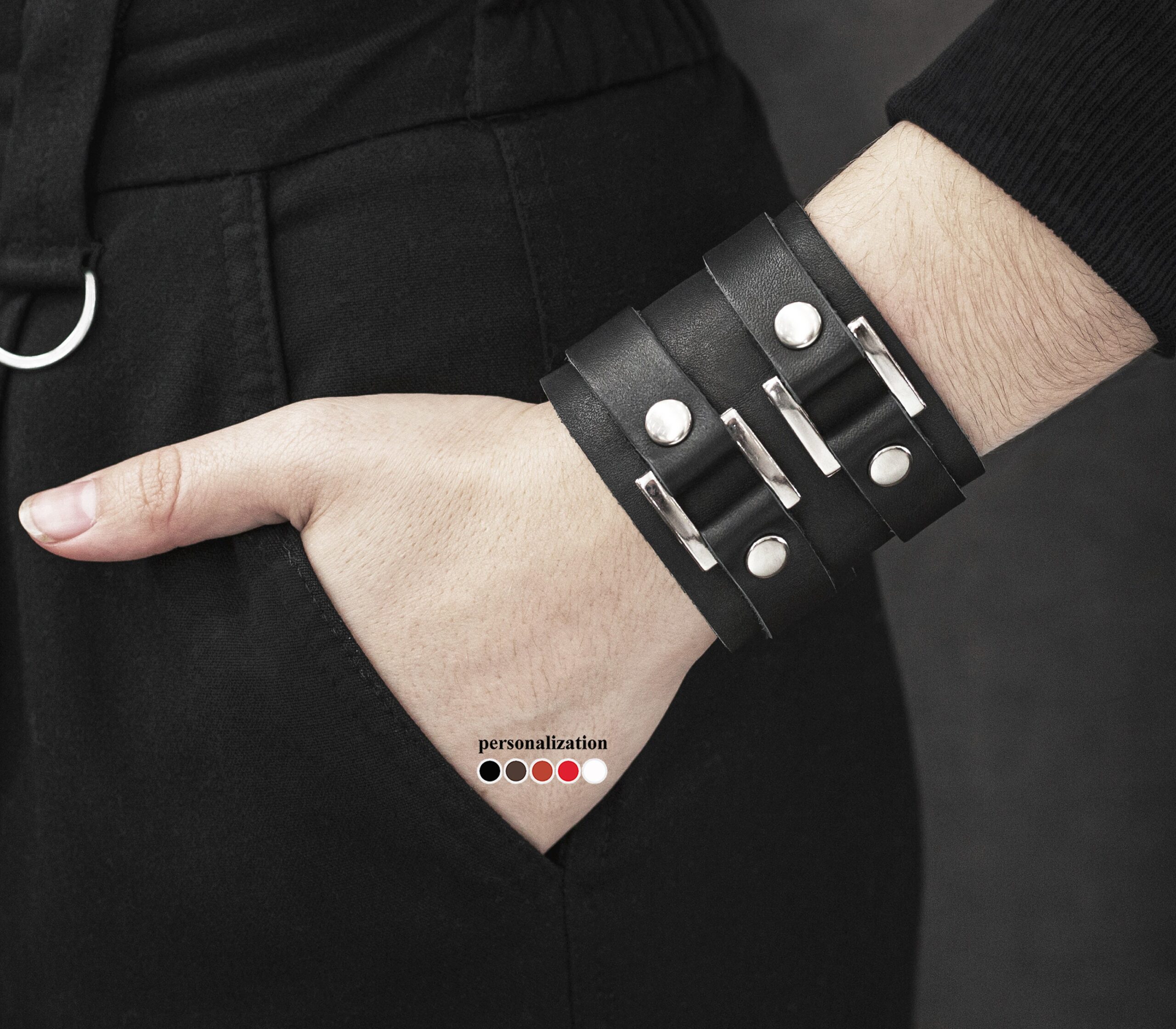 An application scenario or product detail of custom leather wristbands - Image 3