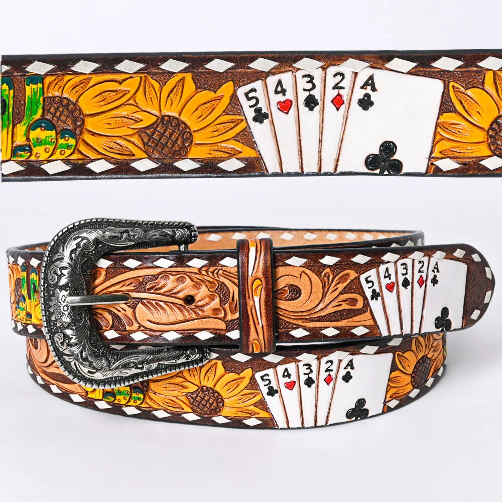 An application scenario or product detail of custom tooled leather belts - Image 6