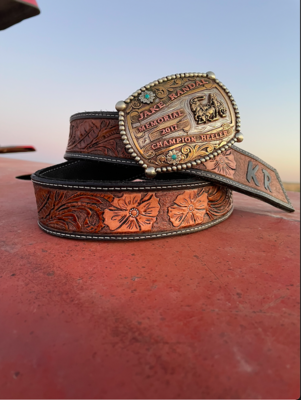 An application scenario or product detail of custom tooled leather belts - Image 7