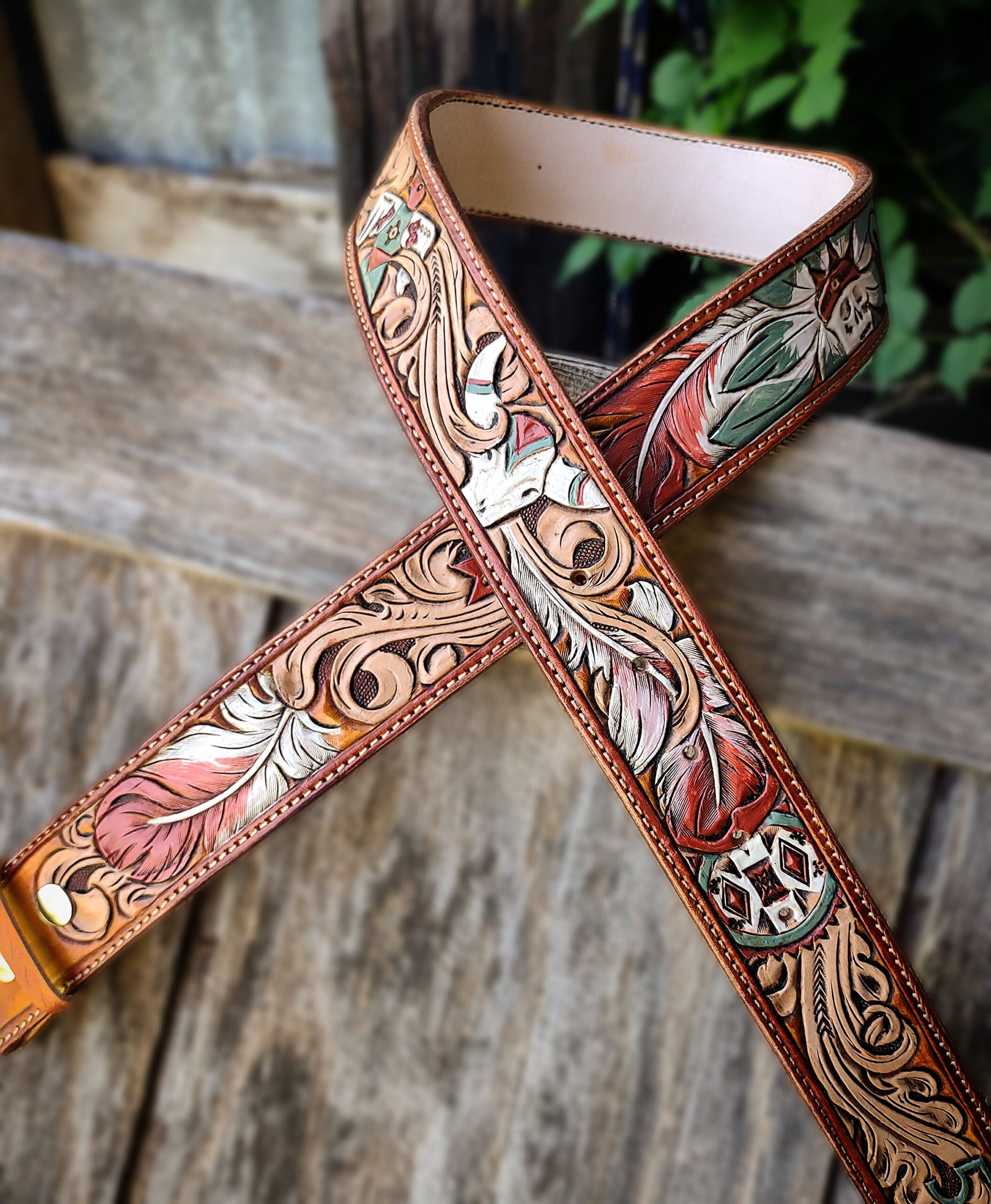 An application scenario or product detail of custom tooled leather belts - Image 10