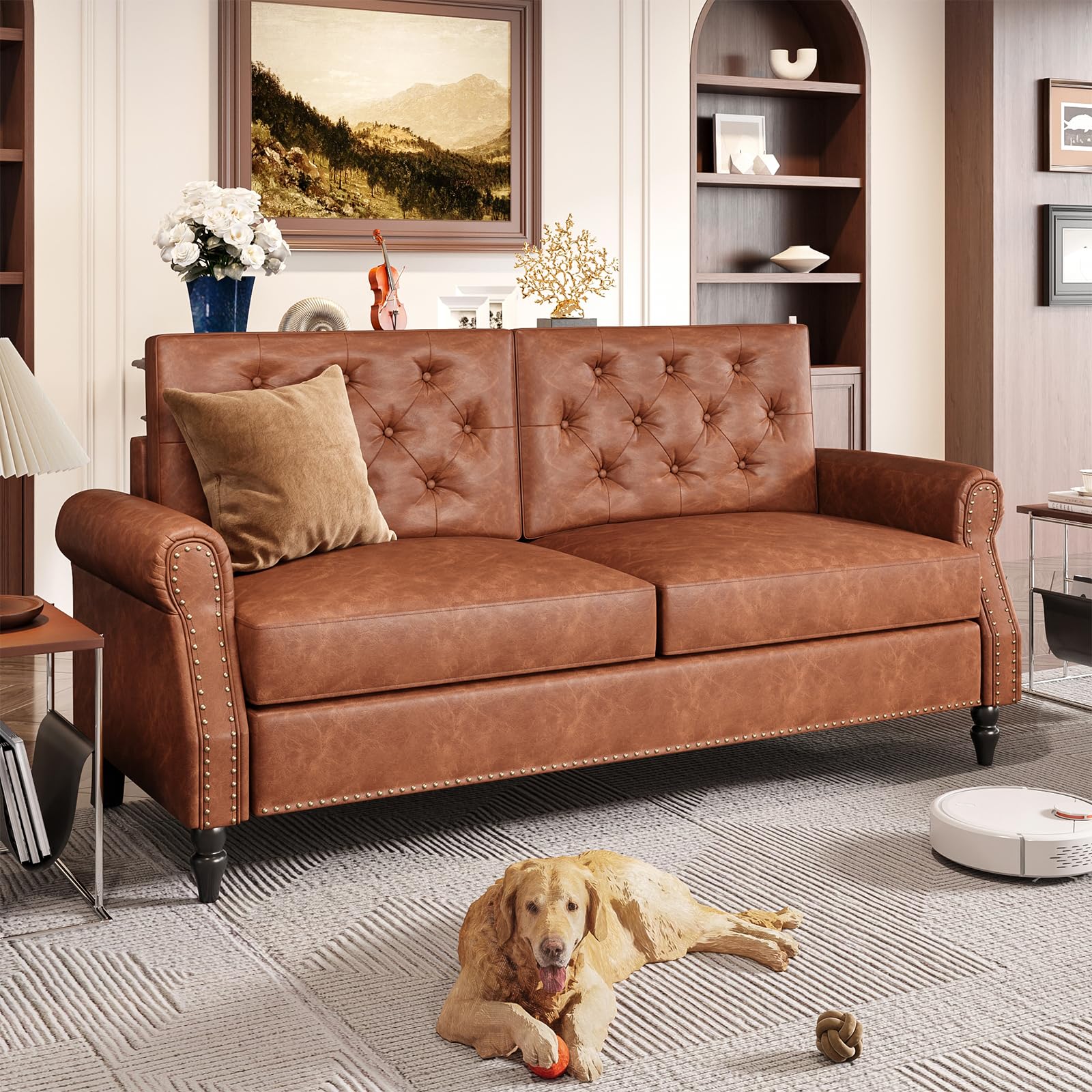 An application scenario or product detail of deals on faux leather loveseats - Image 5