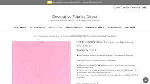 Decorative Fabrics Direct - LANDERS PINK Faux Leather Upholstery Vinyl Fabric