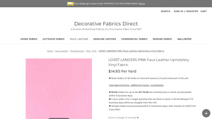 Decorative Fabrics Direct - LANDERS PINK Faux Leather Upholstery Vinyl Fabric
