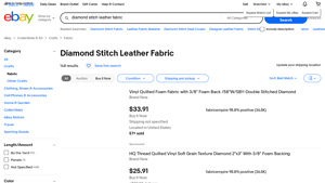 eBay - Diamond Stitch Leather Fabric