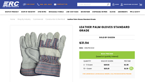 ERC Wipe - Leather Palm Gloves Standard Grade