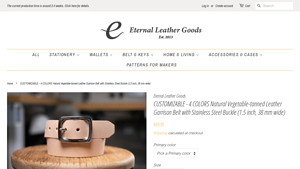 Eternal Leather Goods - Natural Vegetable-tanned Leather Garrison Belt