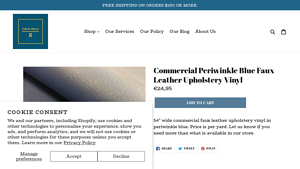 Fabric Bistro - Periwinkle Blue Faux Leather Vinyl