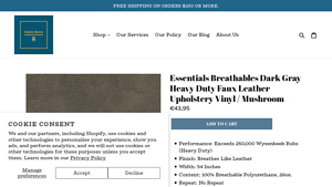 Fabric Bistro - Essentials Breathables Dark Gray Heavy Duty Faux Leather Upholstery