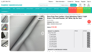 Fabric Warehouse - Dove Grey Faux Leather