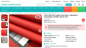 Fabric Warehouse - Cherry Red Faux Leather Vinyl Fabric