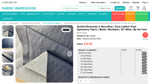 Fabric Warehouse - Quilted Diamonds Navy Blue Faux Leather Vinyl