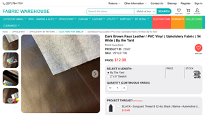 Fabric Warehouse - Dark Brown Faux Leather Upholstery Fabric