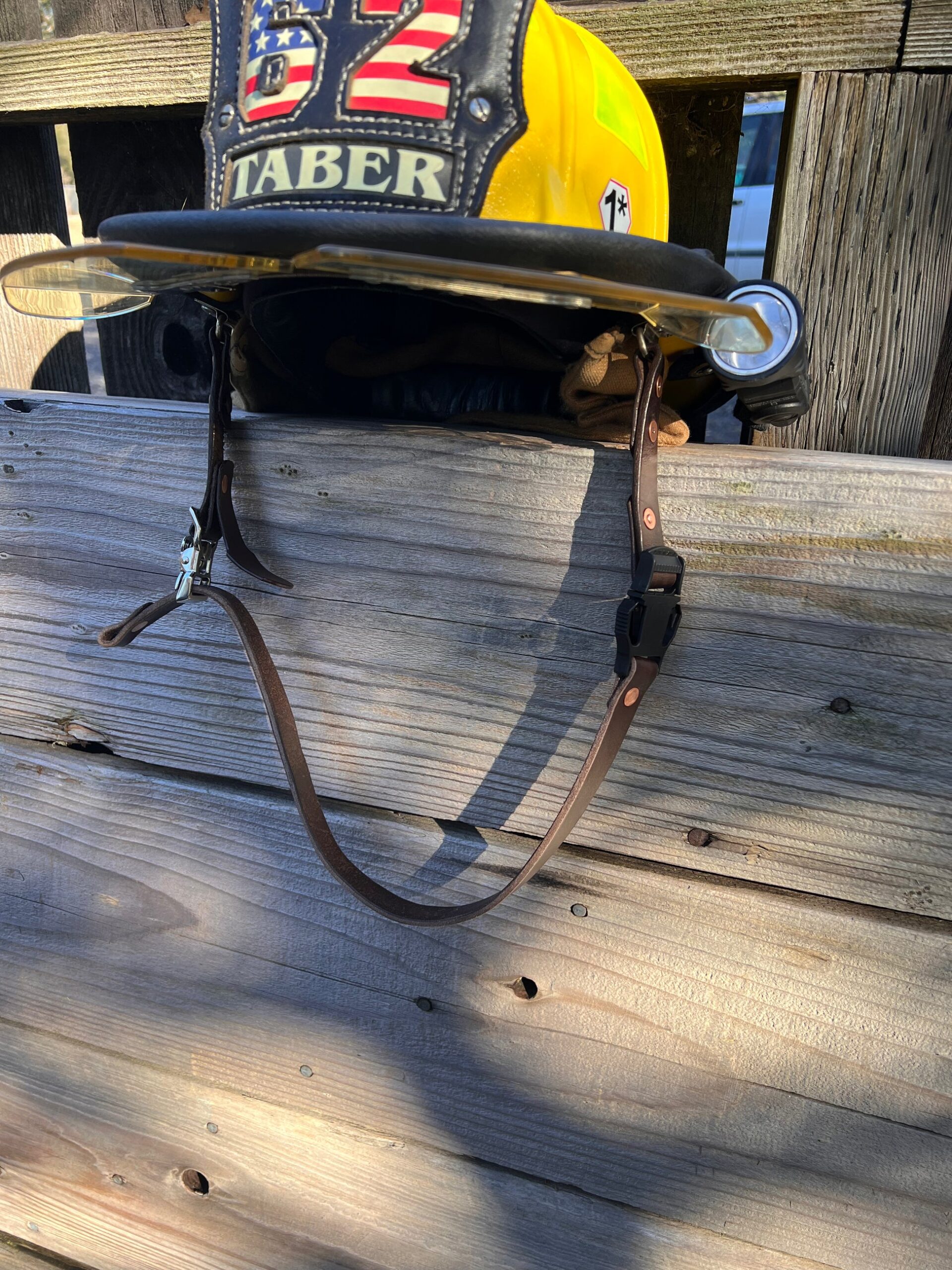 An application scenario or product detail of firefighter leather chin strap - Image 20