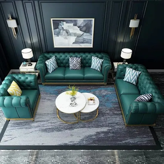 An application scenario or product detail of green microfiber sofa - Image 2