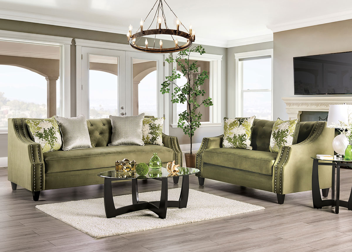 An application scenario or product detail of green microfiber sofa - Image 4