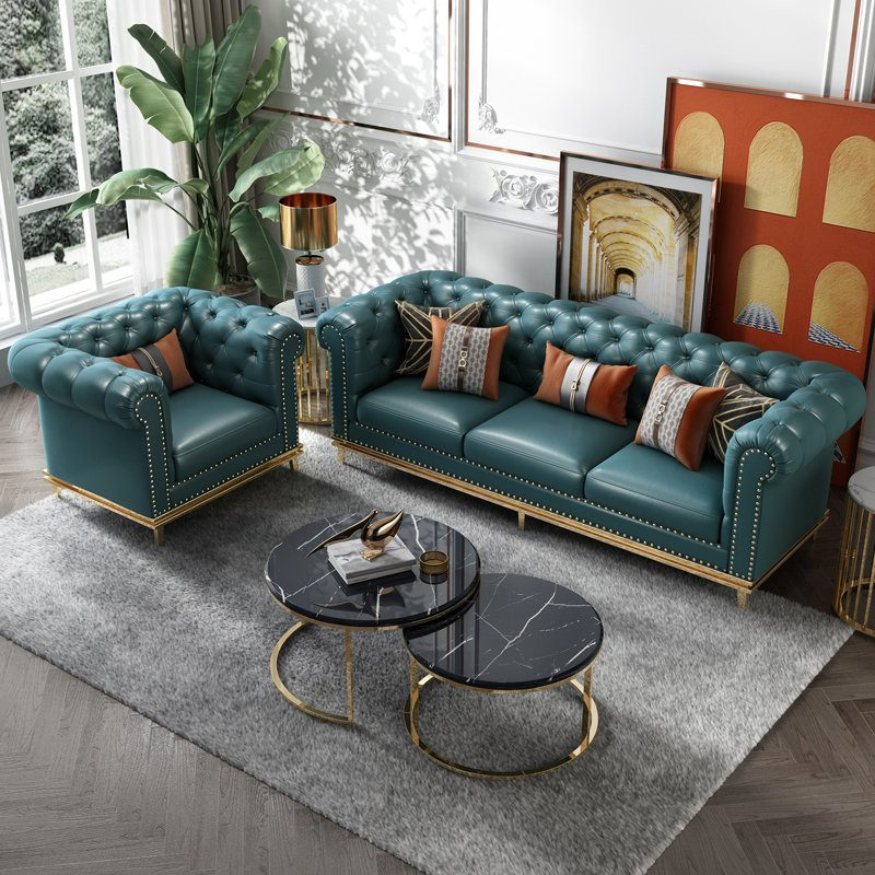 An application scenario or product detail of green microfiber sofa - Image 5