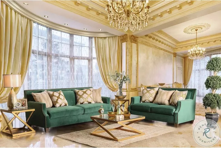 An application scenario or product detail of green microfiber sofa - Image 9
