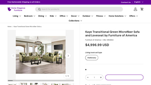 Furniture of America - Kaye Transitional Green Microfiber Sofa and Loveseat