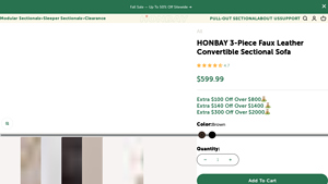 HONBAY - 3-Piece Faux Leather Sectional Sofa
