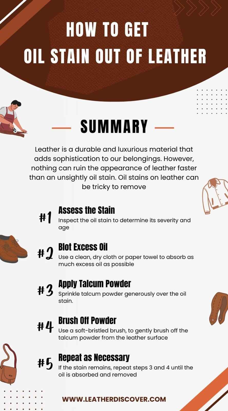 Featured image for the how to get rid of oil stains on leather guide