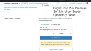Kovi Fabrics - Bright Rose Pink Premium Soft Microfiber Suede Upholstery Fabric