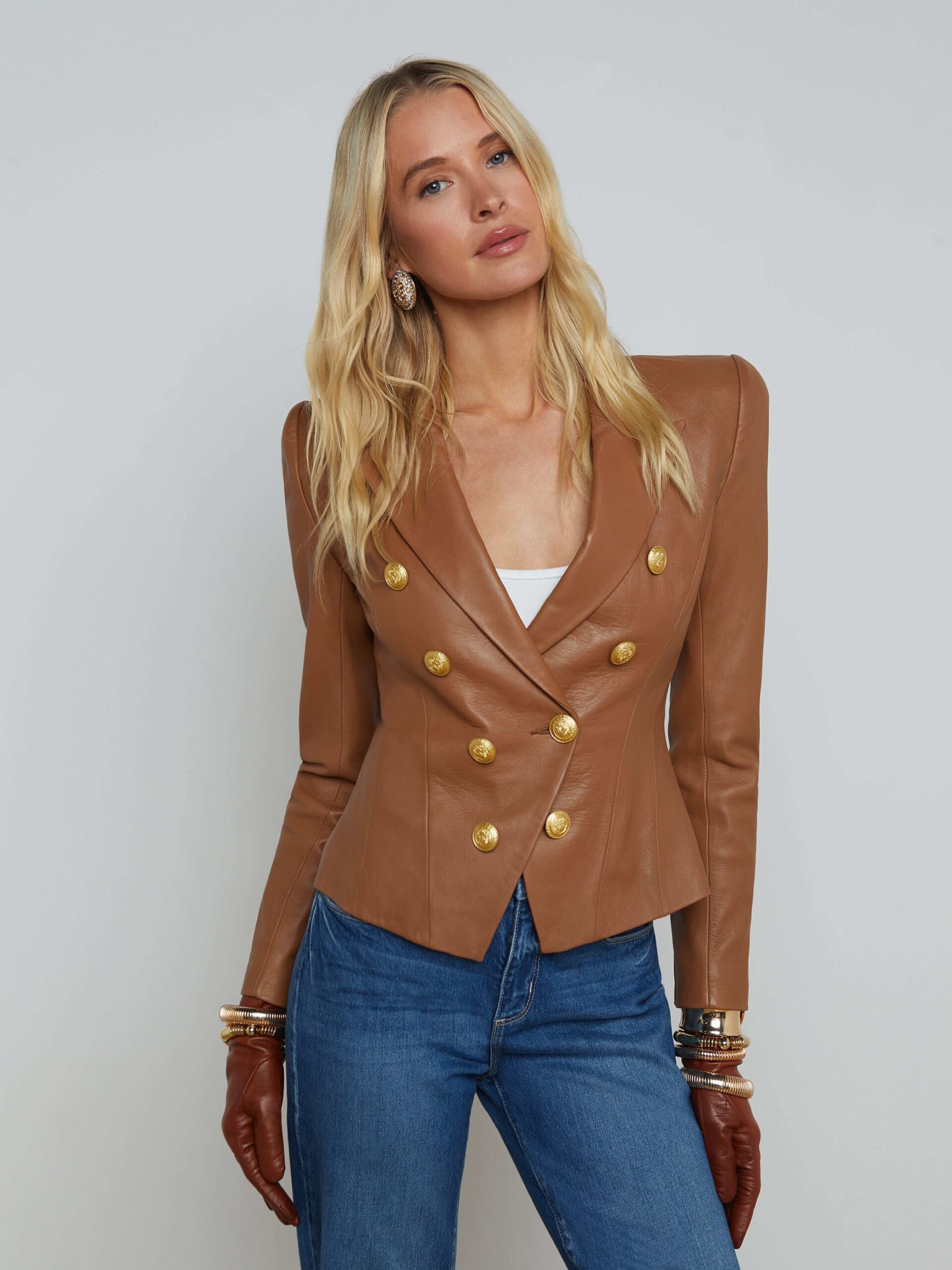 An application scenario or product detail of l'agence leather blazer - Image 7