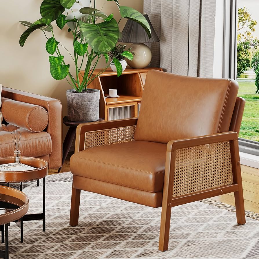 An application scenario or product detail of leather and fabric armchair - Image 4