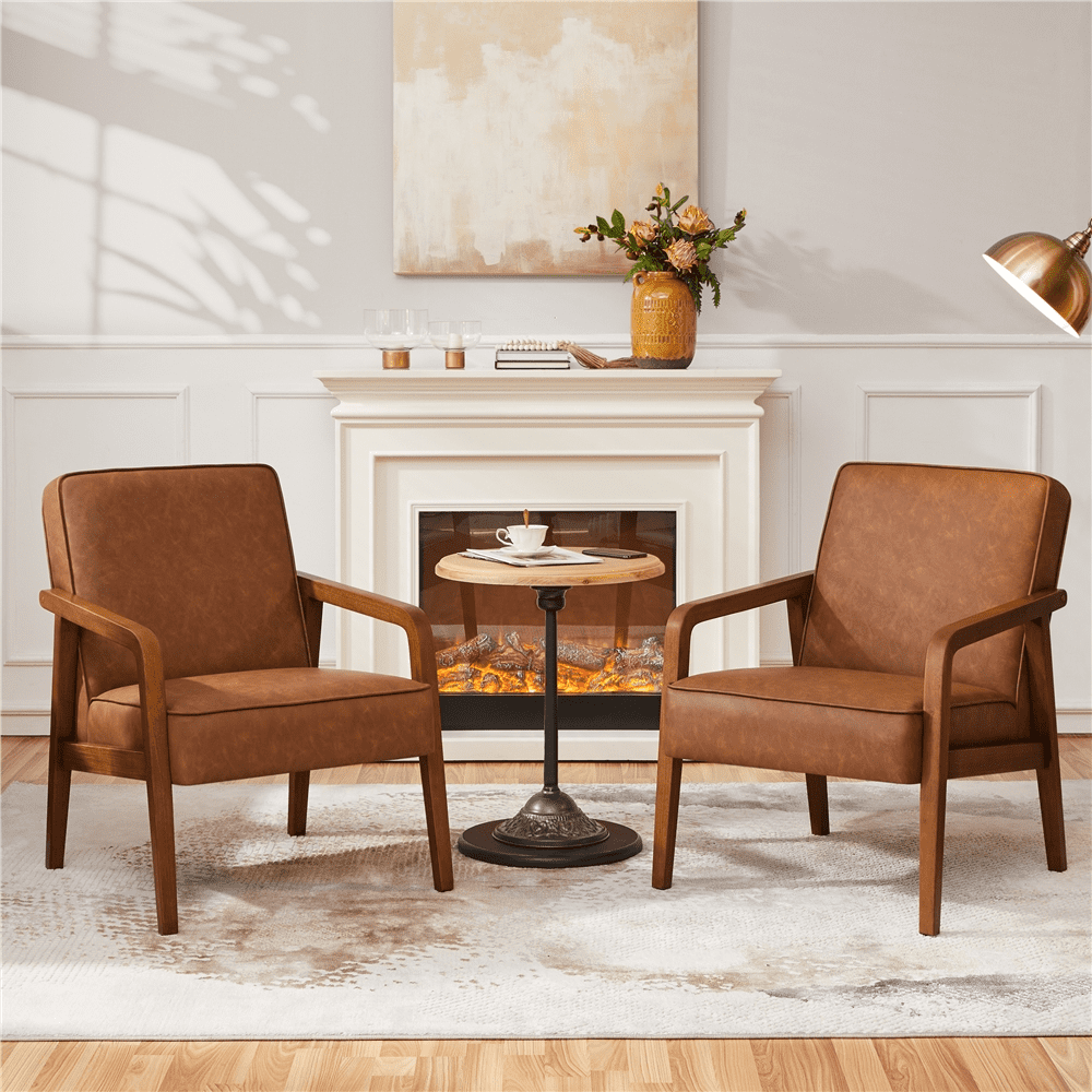 An application scenario or product detail of leather and fabric armchair - Image 9